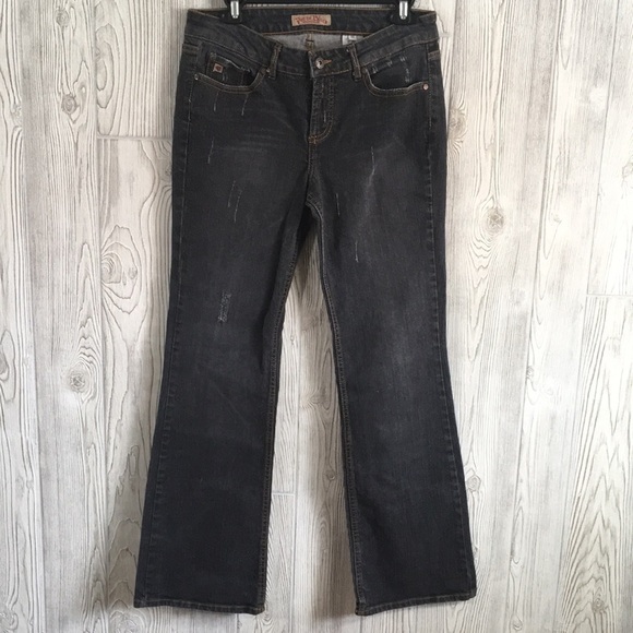 𝅺VINTAGE Paris Blues Faded Black Flare Bottom Jeans Juniors 11 - Picture 8 of 9